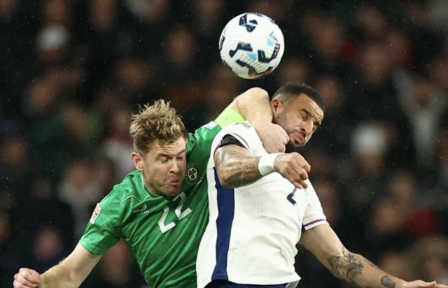 England's Kyle Walker in action with Republic of Ireland's Nathan Collins