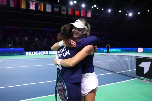 Anne Keothavong and Katie Boulter hug