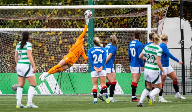 Noonan watches as her free-kick curls in