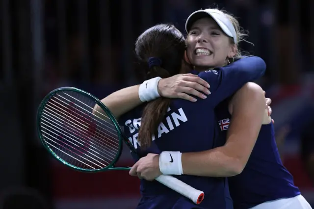 Katie Boulter hugs Anne Keothavong