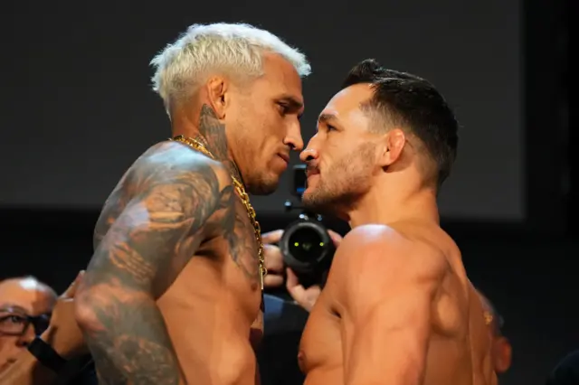 Charles Oliveira and Michael Chandler face-off