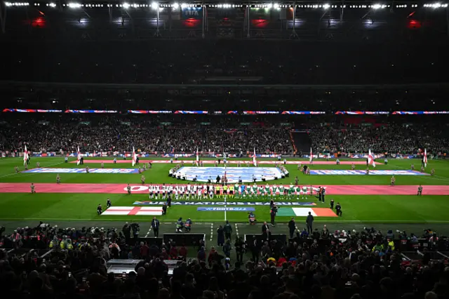 General view inside the stadium as players of England and Republic of Ireland line ups