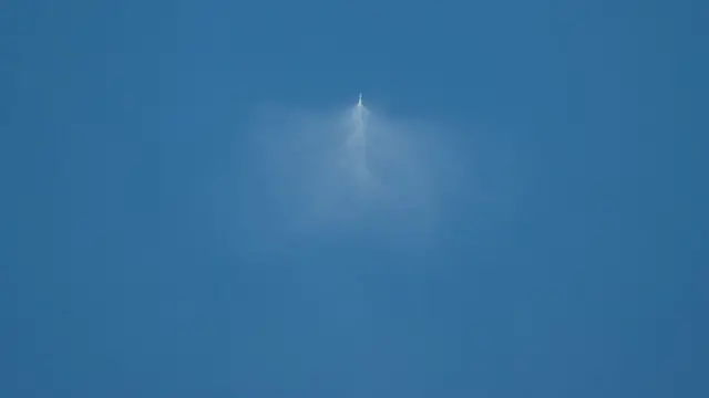 The rocket seen leaving the atmosphere