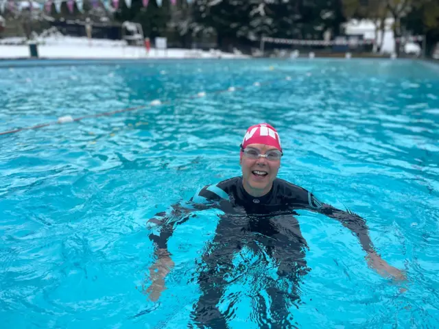 Julie Hall in a swimming pool