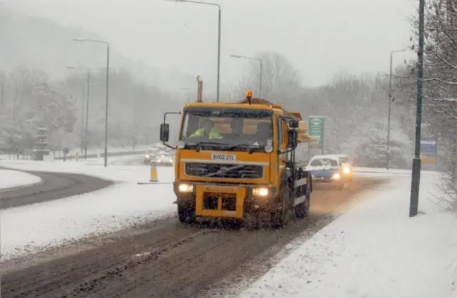 A small truck on a snowy road in Nottingham