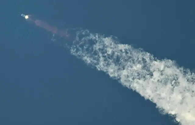 The trail of the SpaceX rocket