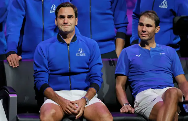 Roger Federer and Rafael Nadal in tears after their doubles game