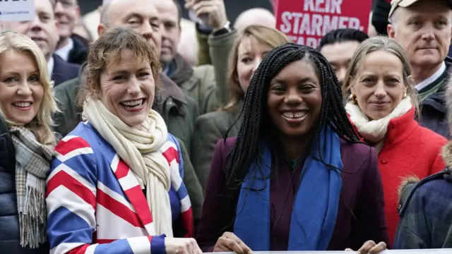 Shadow environment, food and rural affairs secretary Victoria Atkins and party leader Kemi Badenoch join Conservative MPs and farmers to protest outside the Houses of Parliament in central London over the changes to inheritance tax (IHT) rules in the recent budget with introduce new taxes on farms worth more than £1 million