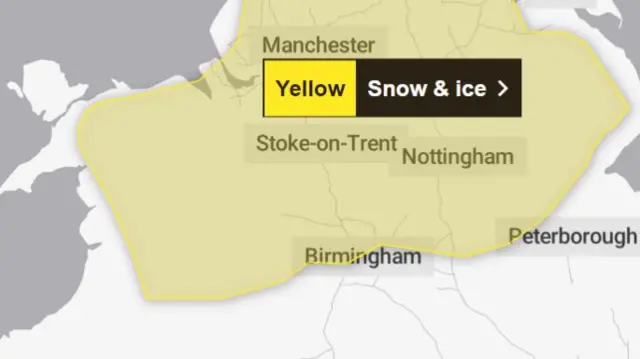 A map showing a large yellow blob covering the northern part of the West Midlands