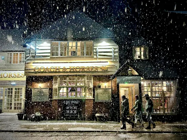 Snow at the Coach and Horses in Ashbourne