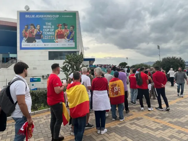 Queue of Spanish fans