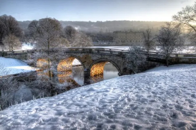 Chatsworth House in the snow