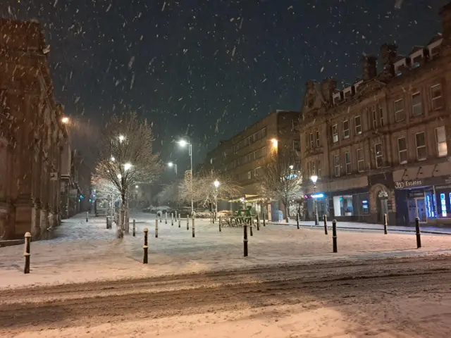 Halifax town centre looking snowy