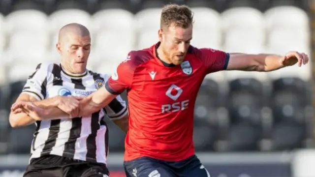 St Mirren's Alex Gogic with Ross County's Jordan White