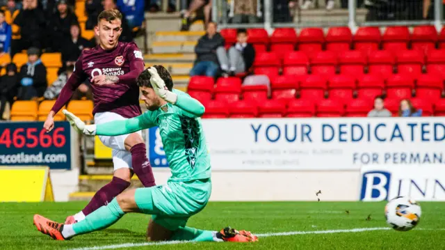 Kenneth Vargas scores for Hearts against St Johnstone