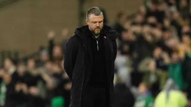 GLASGOW, SCOTLAND - NOVEMBER 02: Aberdeen manager Jimmy Thelin looks dejected during a Premier Sports Cup semi-final match between Celtic and Aberdeen at Hampden Park, on November 02, 2024, in Glasgow, Scotland. (Photo by Craig Foy / SNS Group)