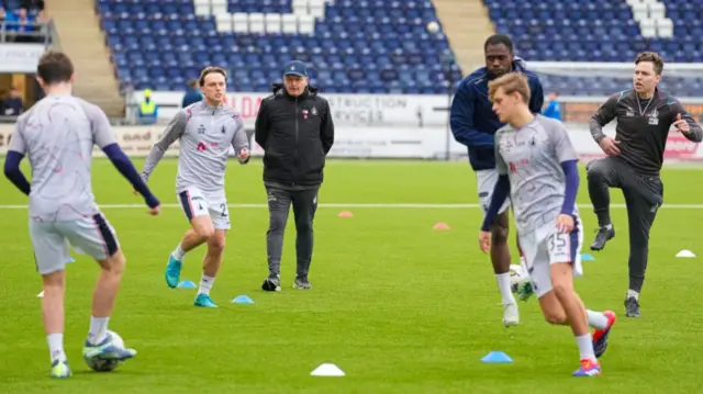 Falkirk players warming up