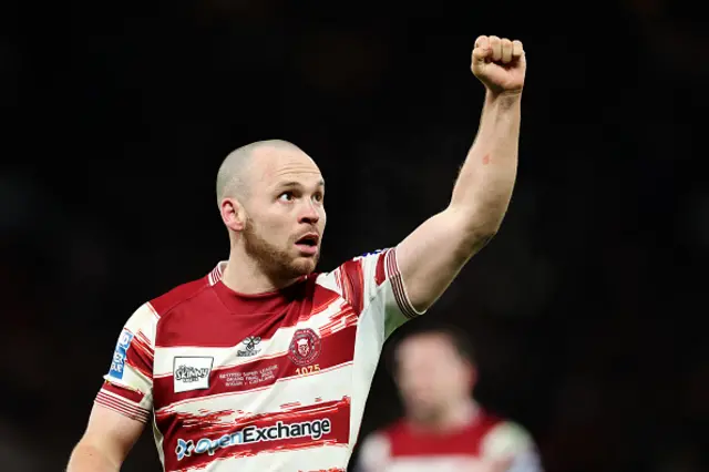 Liam Marshall of Wigan Warriors celebrates