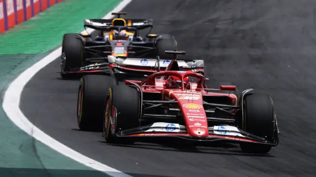 Charles Leclerc ahead of Max Verstappen