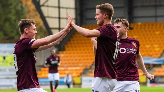 Hearts players celebrating