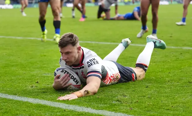 England's George Williams goes over for a try