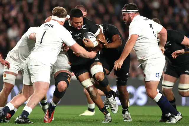 Ardie Savea carries against England