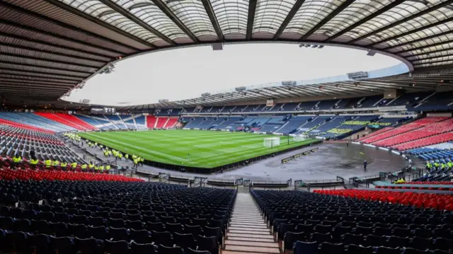 A general view during a Premier Sports Cup semi-final match between Celtic and Aberdeen at Hampden Park, on November 02, 2024, in Glasgow, Scotland.