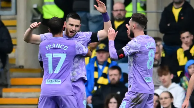 Zan Vipotnik celebrates opens the scoring for Swansea