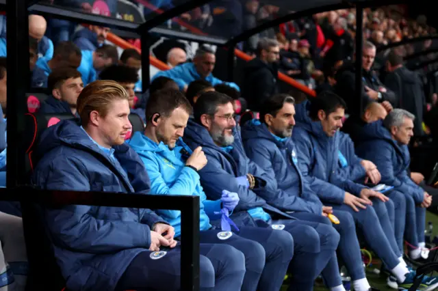 Kevin De Bruyne on the Manchester City bench