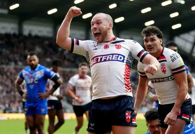 Liam Marshall celebrates