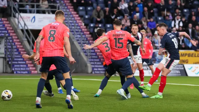 Gary Oliver scores for Falkirk against Greenock Morton