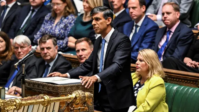 Leader of the Conservative Party Rishi Sunak speaks during Prime Minister's Questions at the House of Commons in London, Britain, July 24,