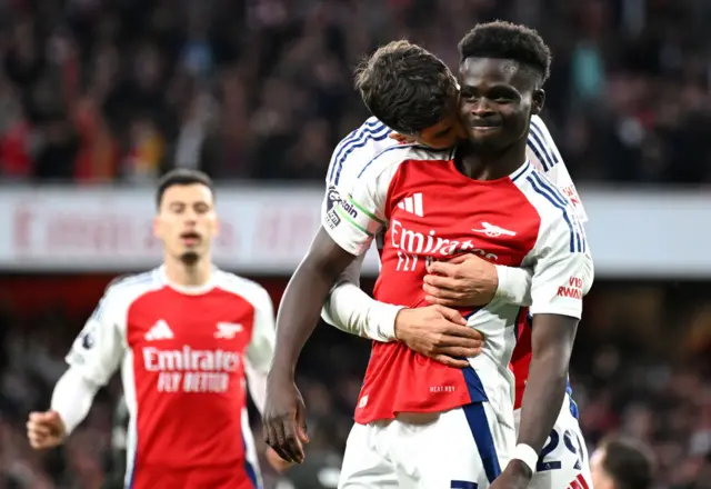 Bukayo Saka celebrating