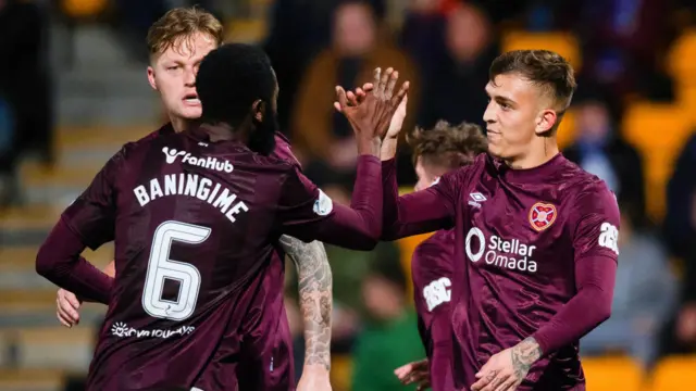 Hearts players celebrating