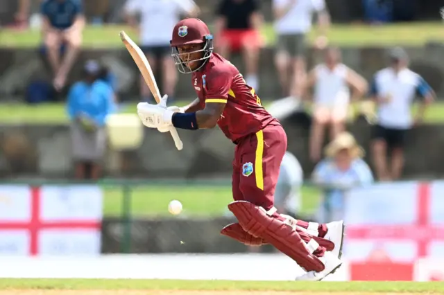 Keacy Carty of West Indies bats