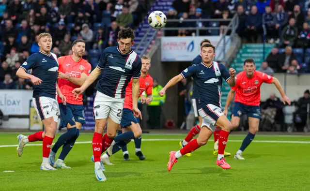 Keelan Adams scores for Falkirk against Greenock Morton