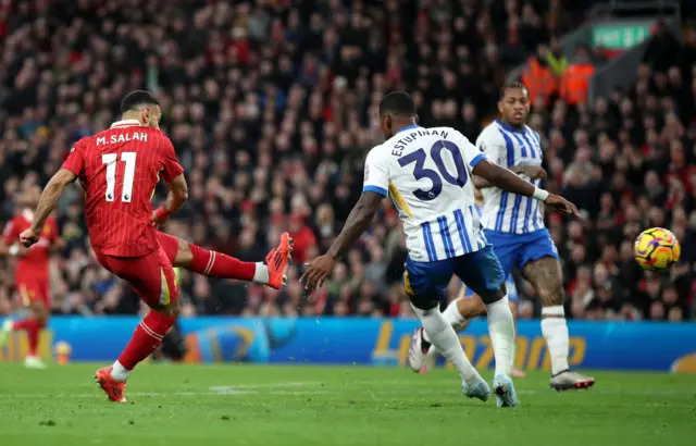 Mohamed Salah of Liverpool scores his team's second goal