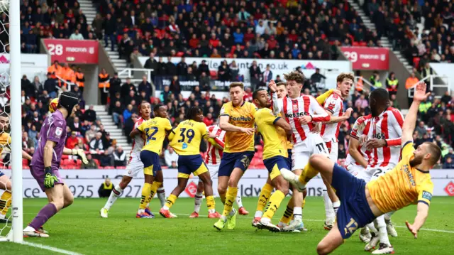 Ben Gibson puts Stoke back into the lead against Derby