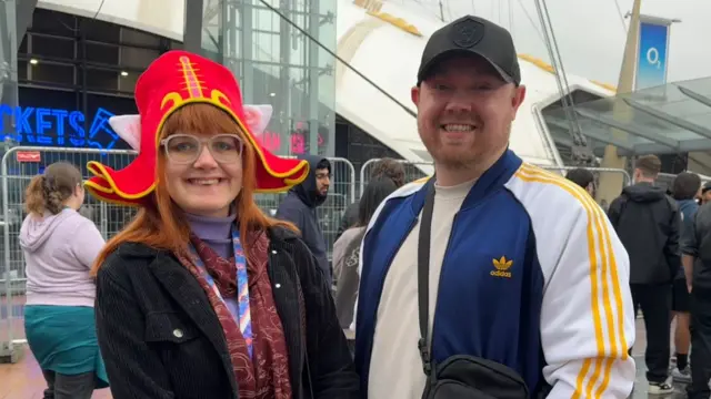 Bee and Will posing outside O2 Arena.