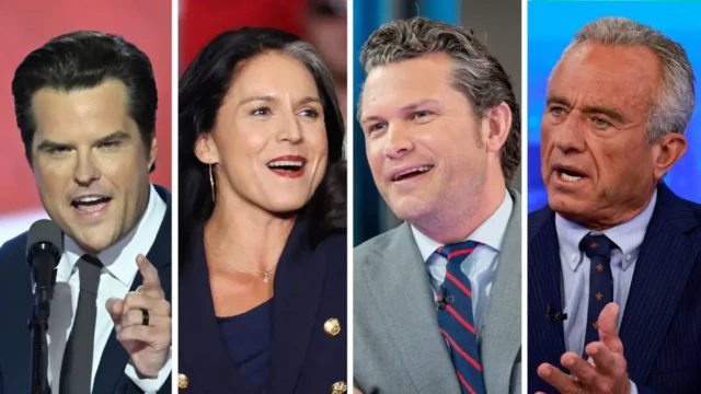 From left: Matt Gaetz, Tulsi Gabbard, Pete Hegseth and RFK Jr