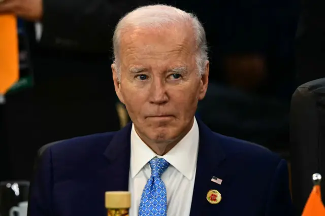 US President Joe Biden attends the opening session of the G20 Summit in Rio de Janeiro, Brazil, on November 18, 2024