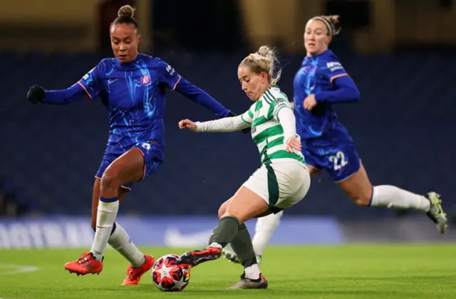 Celtic's Lucy Ashworth-Clifford controls the ball