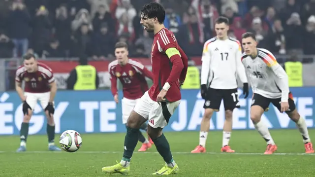 Dominik Szoboszlai scores a penalty for Hungary against Germany