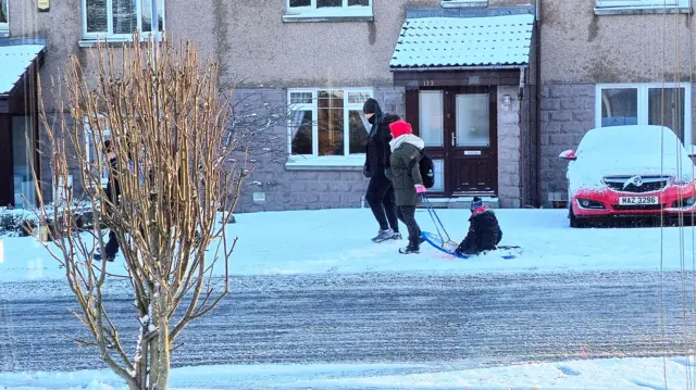 The scene in Newtonhill, Aberdeenshire this morning