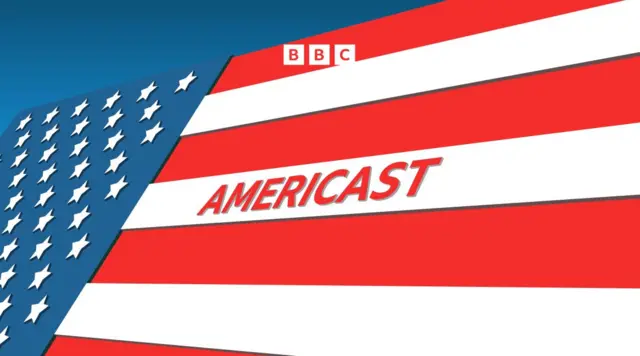 An American flag with the text Americast in the centre