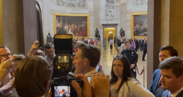 Senator Josh Hawley speaks to reporters