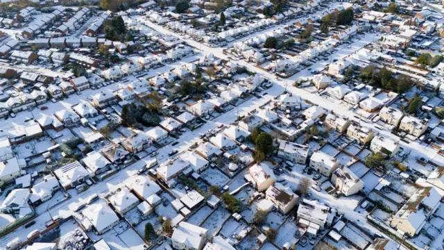 Snowy rooftops in Wolverhampton this morning