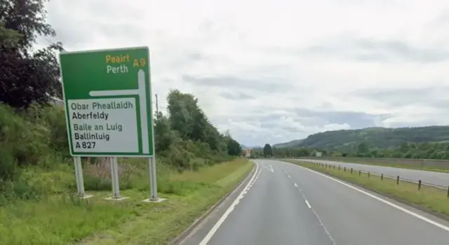 Sign of A9 to Perth