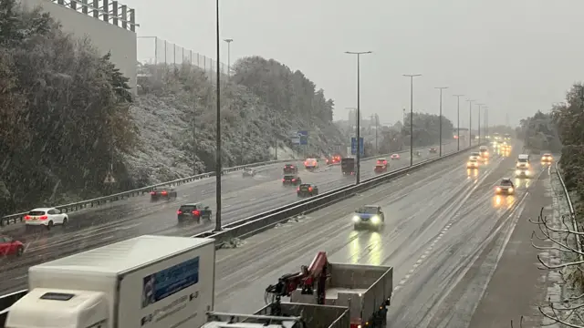 slushy snow on M5