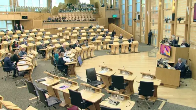 Wide shot of the chamber at Holyrood